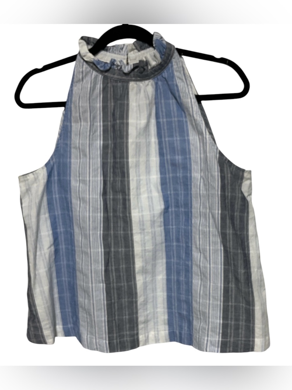 Universal Thread Blue Gray White Striped Halter Tank Top - Size M